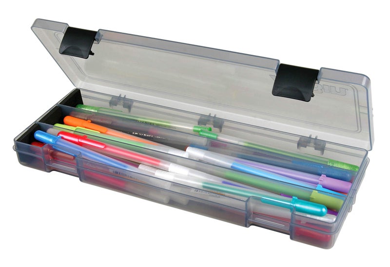 ArtBin 6900AB Pencil Utility Box, Art & Craft Organizer, [1] Divided Storage Box for Pens, Pencils, Markers, Paint Brushes, etc., Translucent Charcoal - Image 2